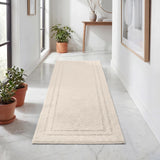 Solid Bordered Cotton Washable Non-Slip Bath Rugs or Runner