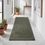 Solid Bordered Cotton Washable Non-Slip Bath Rugs or Runner