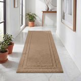Solid Bordered Cotton Washable Non-Slip Bath Rugs or Runner