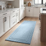 Solid Bordered Cotton Washable Non-Slip Bath Rugs or Runner