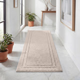 Solid Bordered Cotton Washable Non-Slip Bath Rugs or Runner