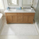 Solid Bordered Cotton Washable Non-Slip Bath Rugs or Runner