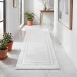 Solid Bordered Cotton Washable Non-Slip Bath Rugs or Runner