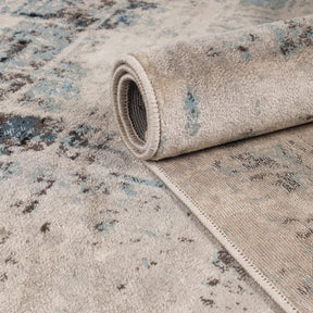 Superior Palani Washed Abstract Indoor Area Rug or Runner -  Blue-Cream
