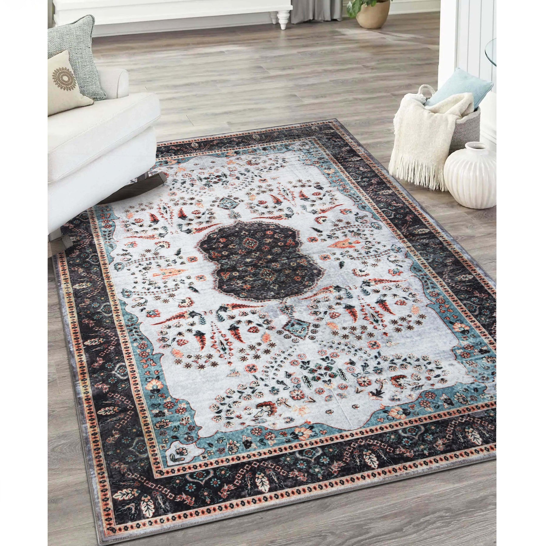 Sparrow Classic Medallion Machine Washable Indoor Area Rug or Runner 