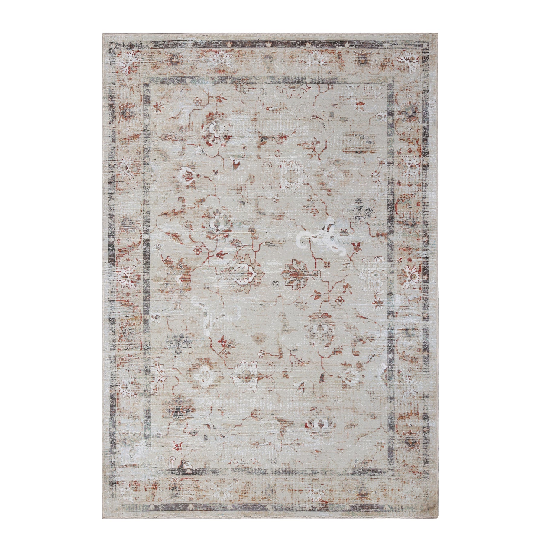 Swan Floral Scroll Non-Slip Machine Washable Indoor Area Rug or Runner