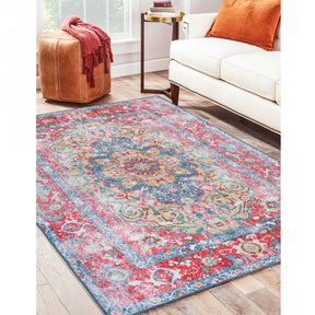 Tanager Rustic Medallion Non-Slip Washable Indoor Area Rug or Runner 