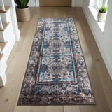 Ezra Vintage Medallion Non-Slip Washable Indoor Area Rug or Runner