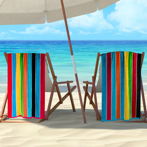 Superior Rainbow Stripes Egyptian Cotton Oversized Beach Towel Set - Rainbow