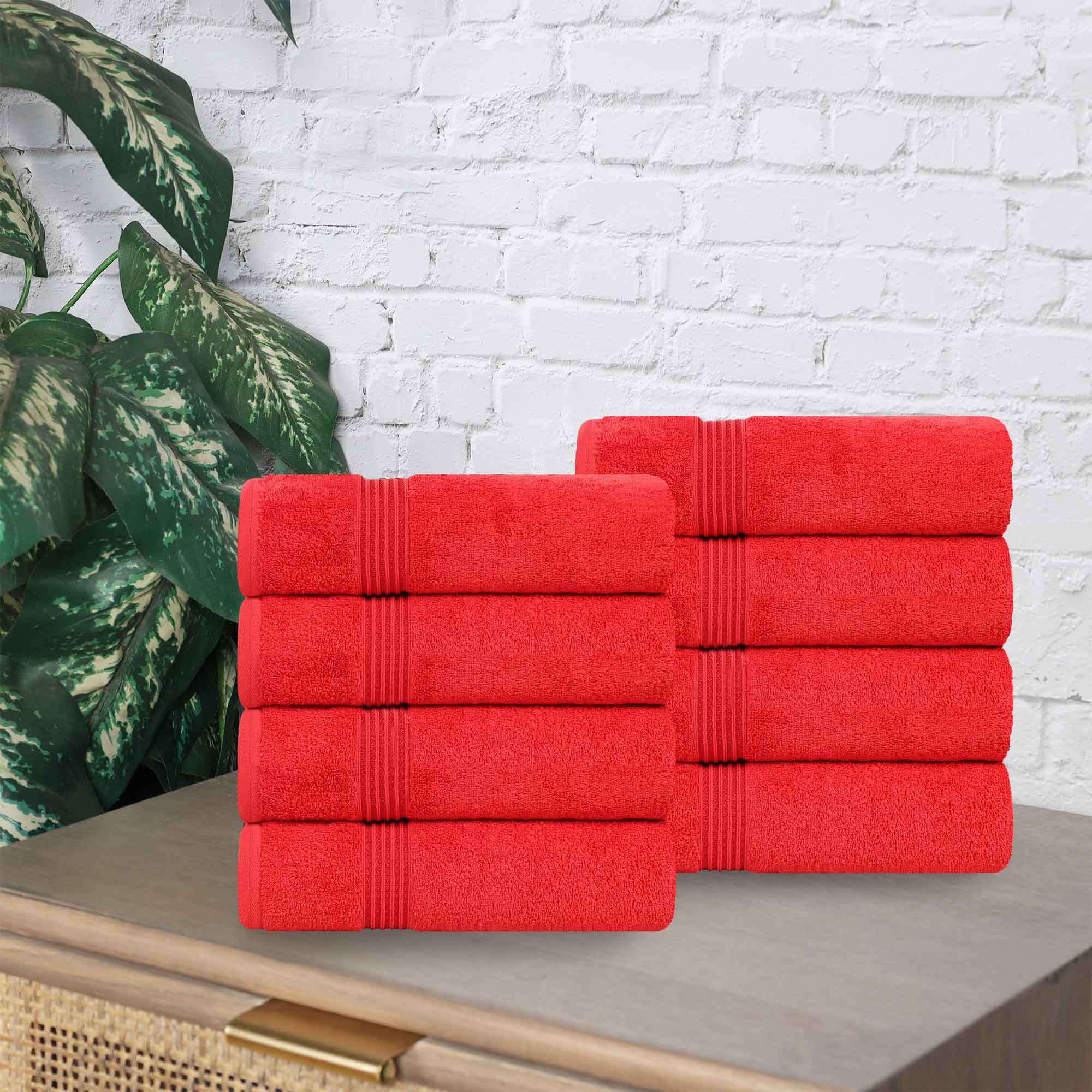 Heritage Egyptian Cotton Plush Thick Absorbent Hand Towel Set of 8 - Egyptian Cotton Hand Towel by Superior