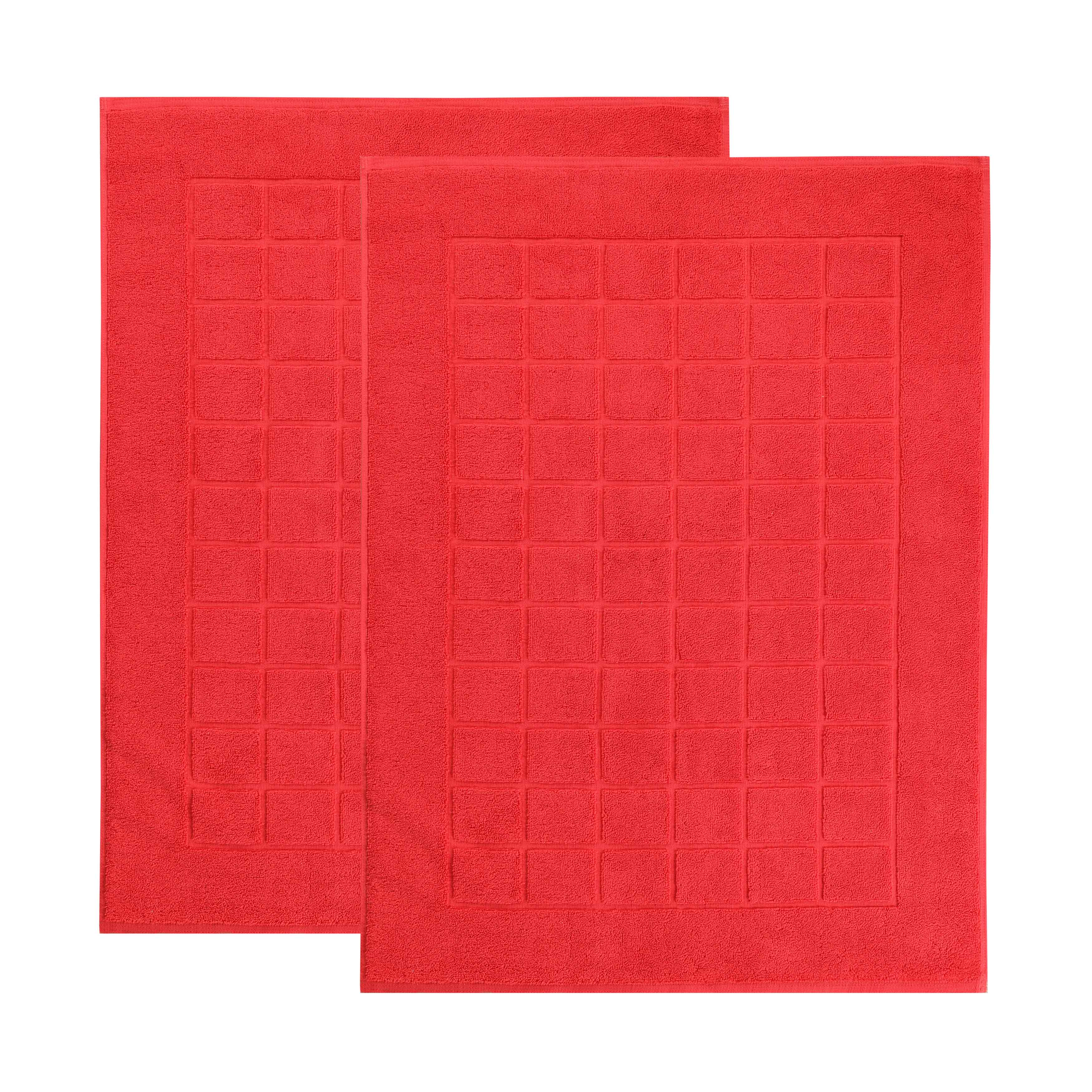 Nora Cotton Solid Absorbent Thick Checkered Washable Bath Mat Set of 2 - Bath Mats by Superior Brand