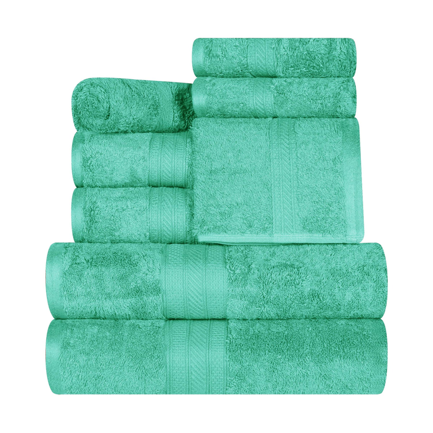 Cotton Heavyweight Absorbent Plush 8 Piece Towel Set - Rivulet