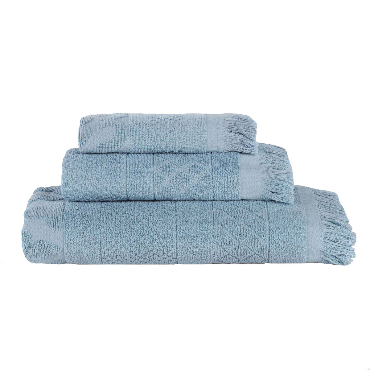 Rolla Cotton Geometric Jacquard Plush Soft Absorbent - Blue