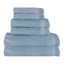 Rolla Cotton Geometric Jacquard Plush Soft Absorbent - Blue