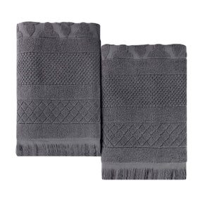 Rolla Cotton Geometric Jacquard Plush Absorbent Bath Sheet - Grey