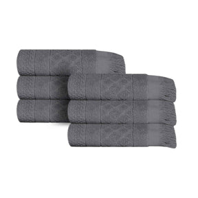 Rolla Cotton Geometric Jacquard Plush Absorbent Hand Towel - Grey