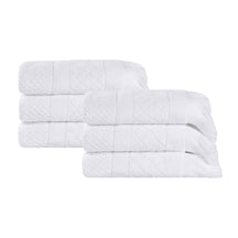 Rolla Cotton Geometric Jacquard Plush Absorbent Hand Towel - White