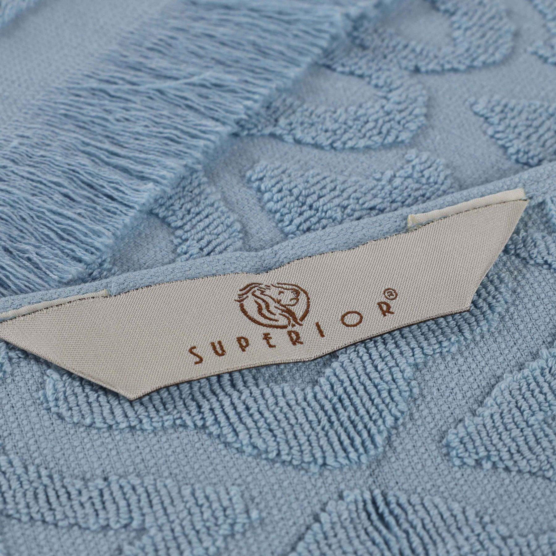 Rolla Cotton Geometric Jacquard Plush Face Towel Washcloth - Blue