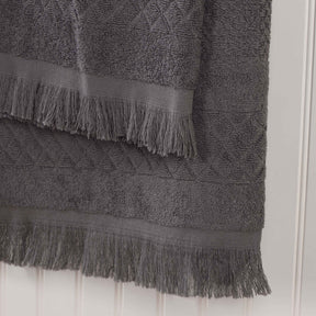 Rolla Cotton Geometric Jacquard Plush Face Towel Washcloth - Grey