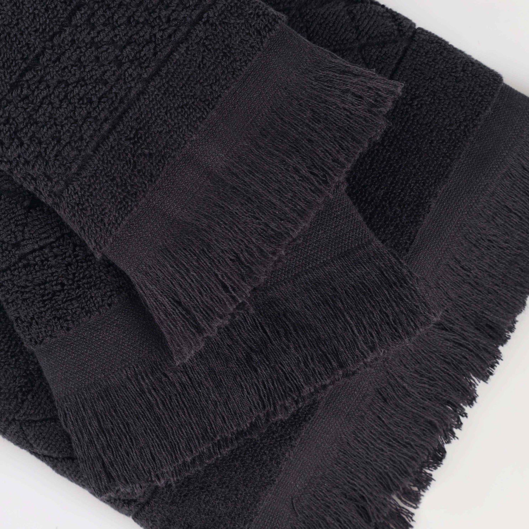Rolla Cotton Geometric Jacquard Plush Absorbent Bath Towel - Black