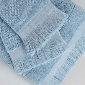 Rolla Cotton Geometric Jacquard Plush Absorbent Bath Towel - Blue