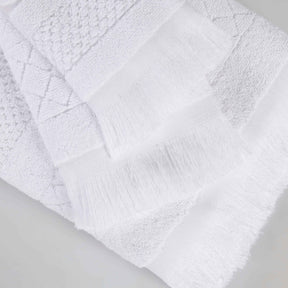 Rolla Cotton Geometric Jacquard Plush Face Towel Washcloth -  White