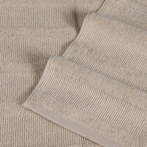 Roma Cotton Ribbed Textured Soft Absorbent 12 Piece Assorted Towel Set - Stone