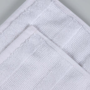 Roma Cotton Ribbed Textured Soft Absorbent 12 Piece Assorted Towel Set - White