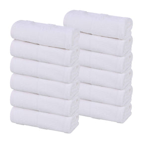 Roma Cotton Ribbed Textured Soft Face Towels/ Washcloths - White
