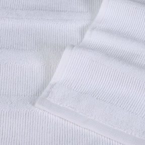Roma Cotton Ribbed Textured Soft Face Towels/ Washcloths - White