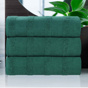 Roma Cotton Ribbed Textured Soft Highly Absorbent Bath Towel - Evergreen