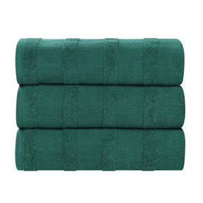 Roma Cotton Ribbed Textured Soft Highly Absorbent Bath Towel - Evergreen