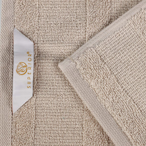 Roma Cotton Ribbed Textured Soft Highly Absorbent Bath Towel - Stone