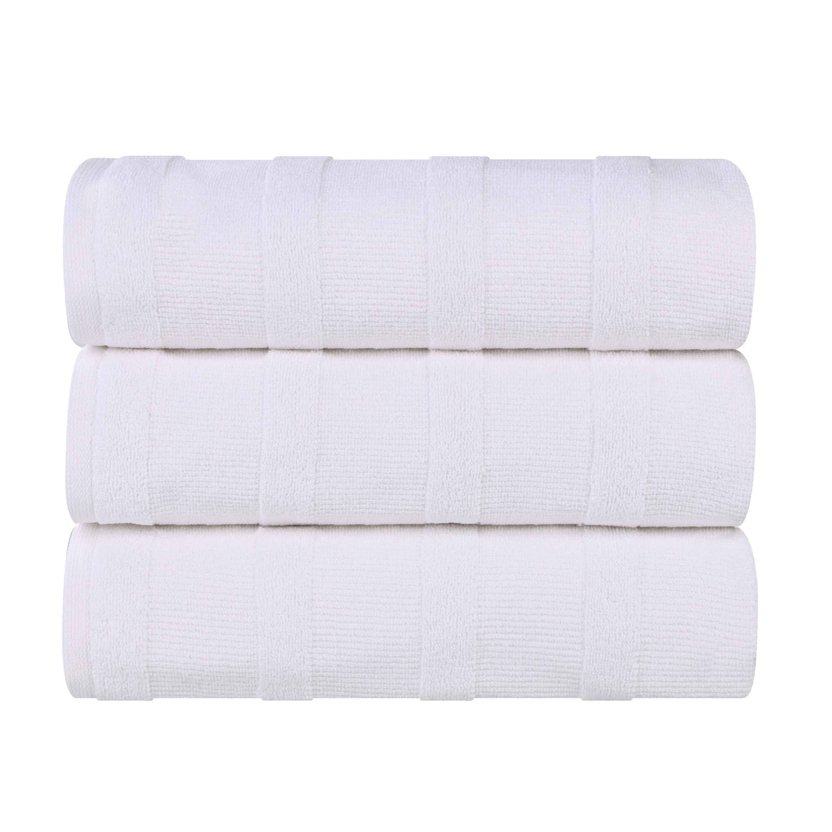 Roma Cotton Ribbed Textured Soft Highly Absorbent Bath Towel - White