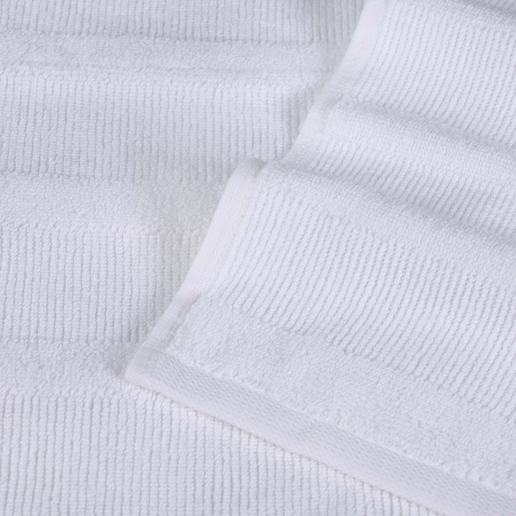 Roma Cotton Ribbed Textured Soft Highly Absorbent Bath Towel - White