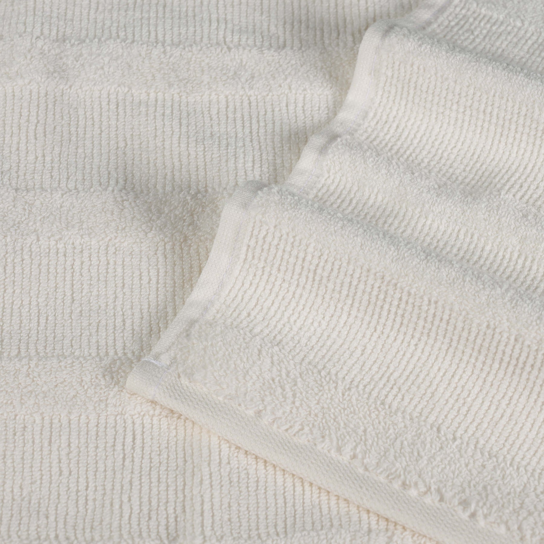 Roma Cotton Ribbed Textured Soft Highly Absorbent Hand Towel - Ivory