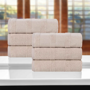 Roma Cotton Ribbed Textured Soft Highly Absorbent Hand Towel - Stone