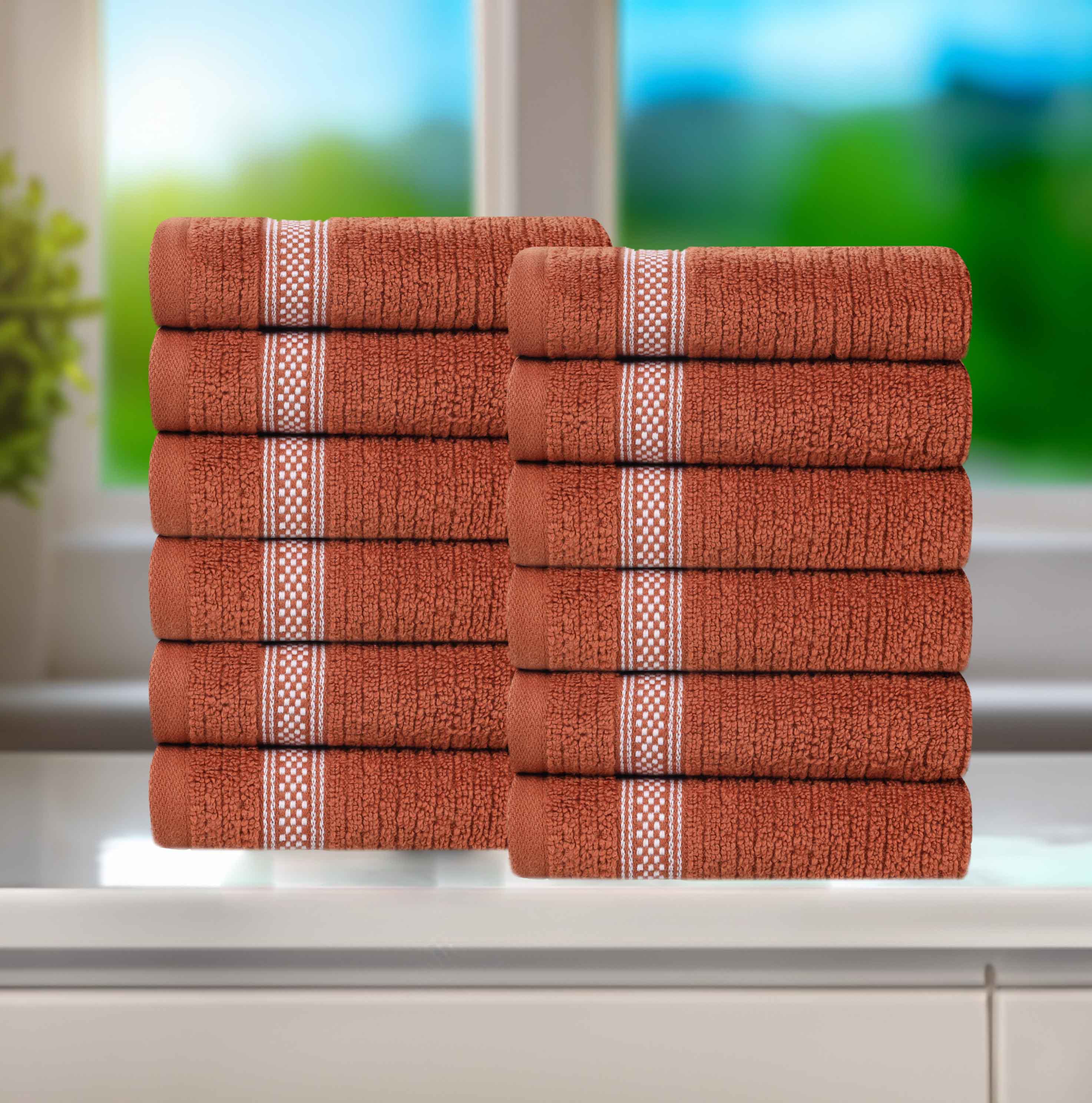 Brea Zero-Twist Cotton Ribbed Face Towel Set 12 Piece - Face Towel by Superior Brand