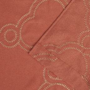 Embroidered Moroccan Sheer Grommet Curtain Panel Set - Rust