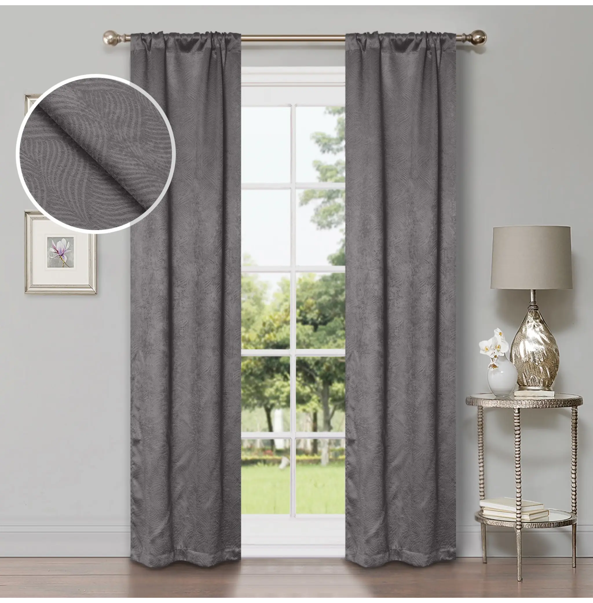 Waverly Geometric Washable Room Darkening Blackout Curtains, Set of 2