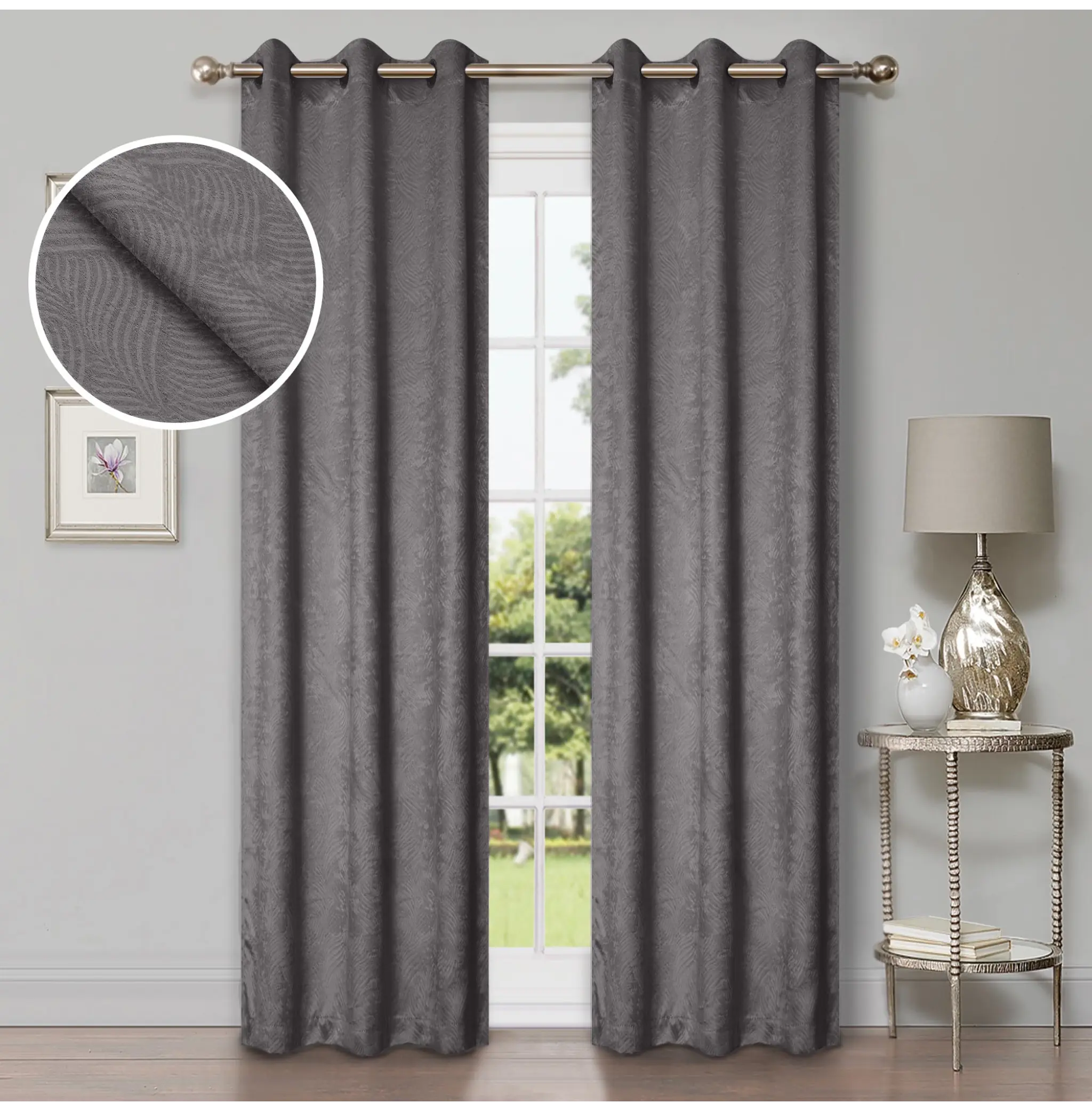 Waverly Geometric Washable Room Darkening Blackout Curtains, Set of 2