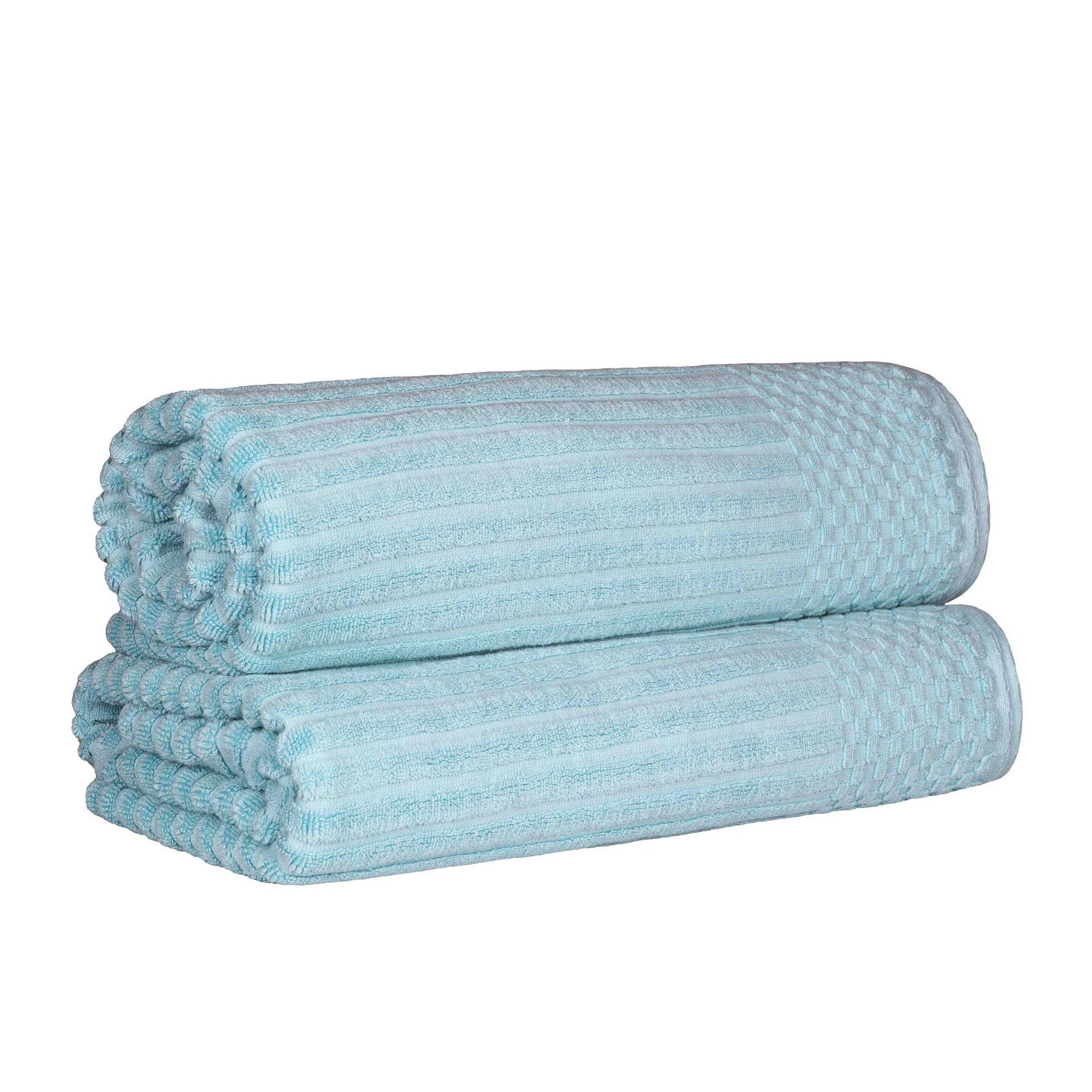 Ribbed Textured Cotton Bath Sheet Ultra-Absorbent Towel Set - Slate Blue