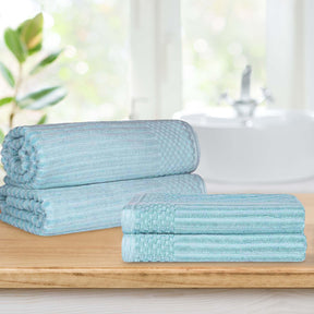 Superior Soho Ribbed Textured Cotton Ultra-Absorbent Bath Sheet & Bath Towel Set - Slate Blue