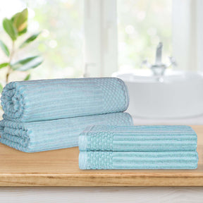 Superior Soho Ribbed Textured Cotton Ultra-Absorbent Bath Sheet & Bath Towel Set - Slate Blue