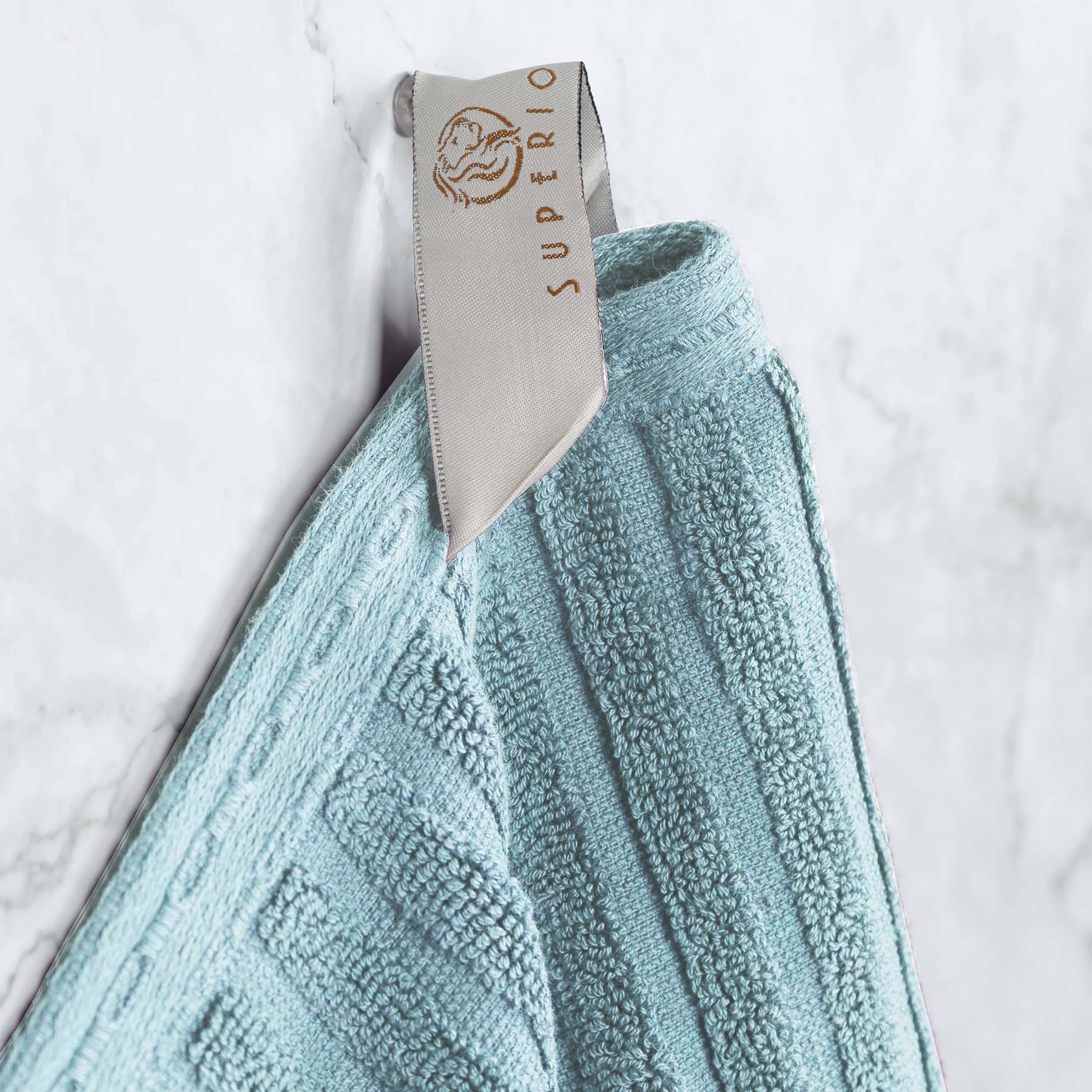 Ribbed Textured Cotton Bath Sheet Ultra-Absorbent Towel Set - Slate Blue