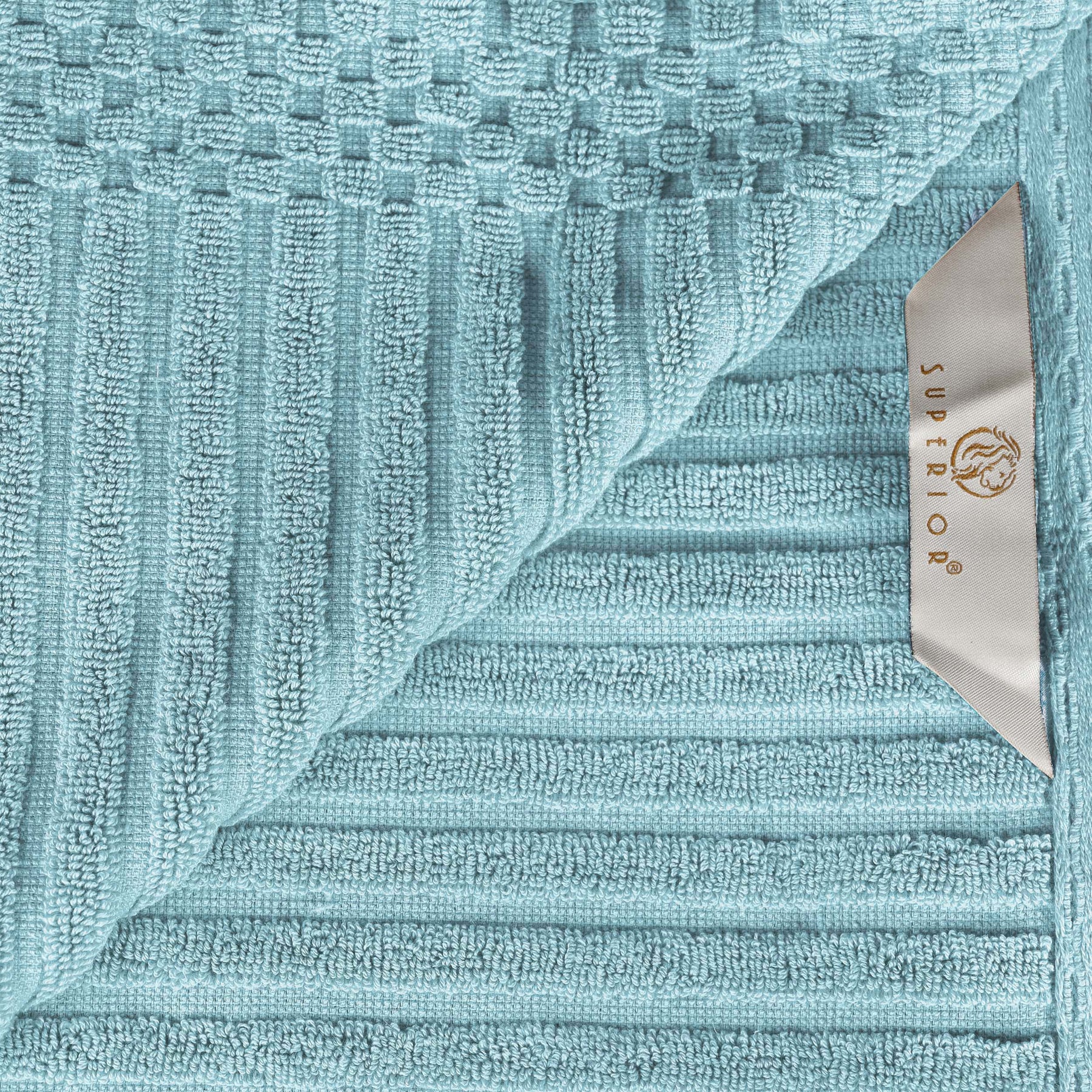 Ribbed Textured Cotton Medium Weight 6 Piece Towel Set - Slate Blue