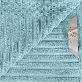 Ribbed Textured Cotton Medium Weight 12 Piece Towel Set - Slate Blue