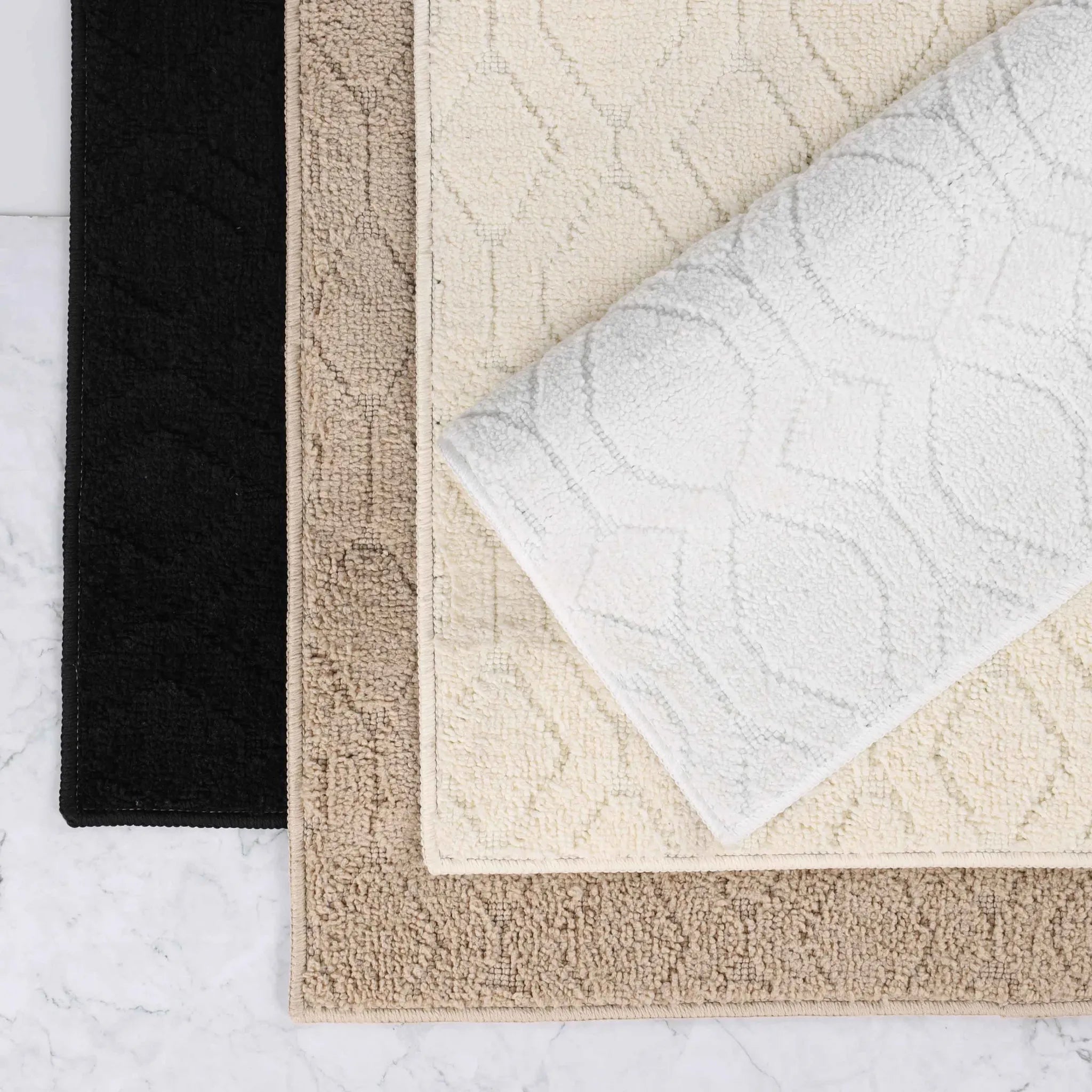 Brou Diamond Lattice Textured Machine Washable Bath Rugs, Set of 2 - Bath Rugs by Superior Brand