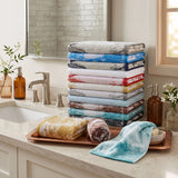 Marble and Solid Jacquard Cotton Hand Towel Set - 6 Piece