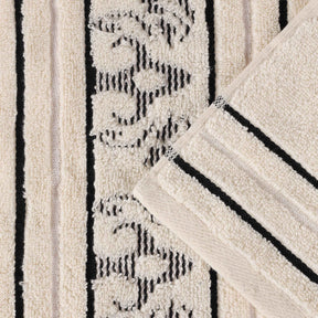 Sadie Zero Twist Cotton Floral Solid & Jacquard Face Towel - Ivory
